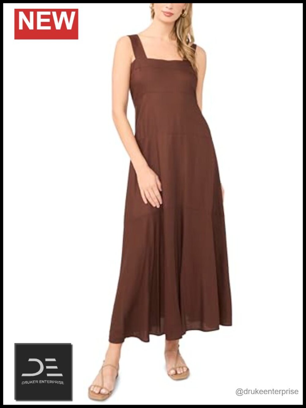 Sleeveless Tiered Maxi Dress Square Neck Zipper Party Vacation